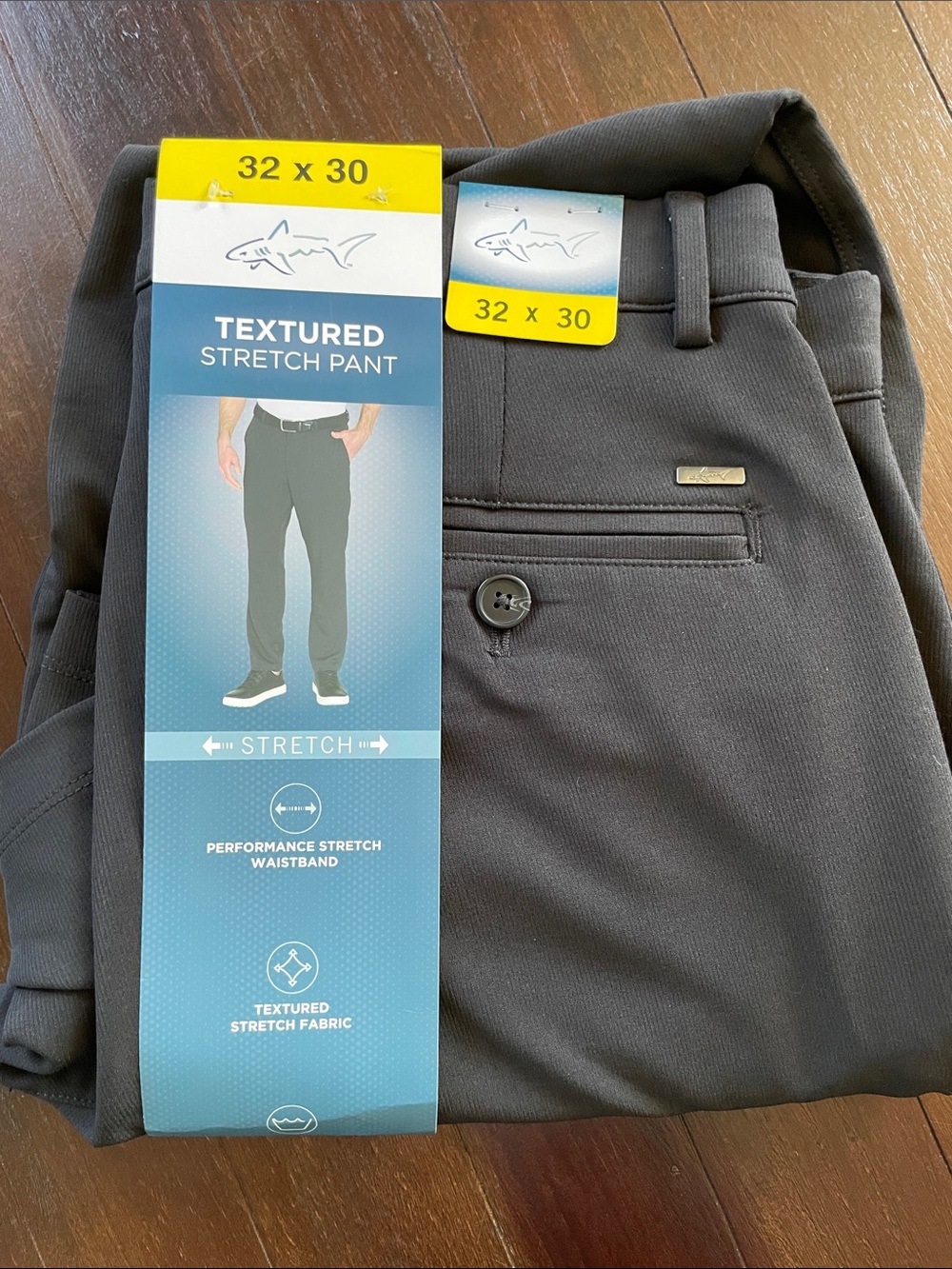 NWT Greg Norman Collection Textured Stretch Pants - black